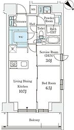 リテラス西日暮里 12階1LDKの間取り