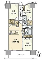 プライムパークス品川シーサイドザ・レジデンス 3LDKの間取図画像