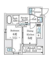 ジオエント秋葉原 5階1DKの間取り