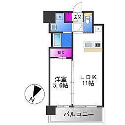プレジオ森河内ASIAN 1LDKの間取図画像