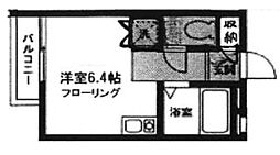ヴィラ フォンテーヌ 1階ワンルームの間取り
