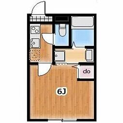 セカンドステージ袋山 2階1Kの間取り