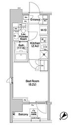 コンフォリア品川EAST 8階1Kの間取り
