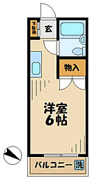 ｂ’ＣＡＳＡ多摩永山IIRE-BORN 5階1Kの間取り