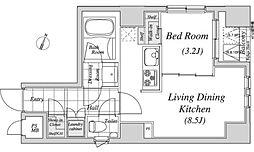 レジディア神田 11階1LDKの間取り