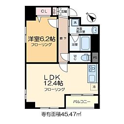 エスモア森下 303 3階1LDKの間取り