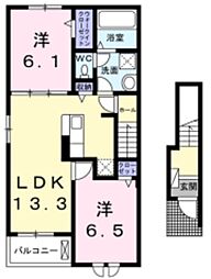 グランテリア千葉ニュータウン 2階2LDKの間取り