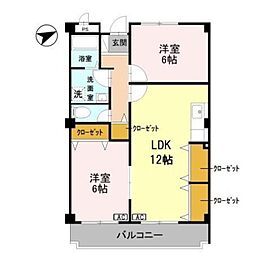フリーダム中村 2LDKの間取図画像