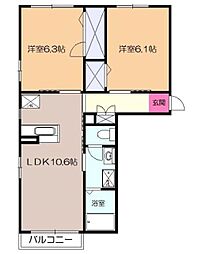 エスペランサ鹿沼 2LDKの間取図画像