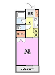 エステート旭町 1Kの間取図画像