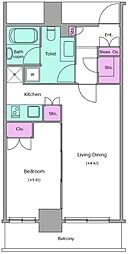 レジディア月島2 1LDKの間取図画像