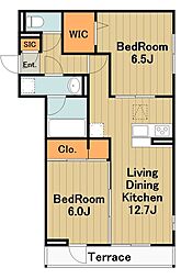 セントラーレ 1階2LDKの間取り
