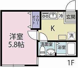 横浜市青葉区桜台アパート 1Kの間取図画像