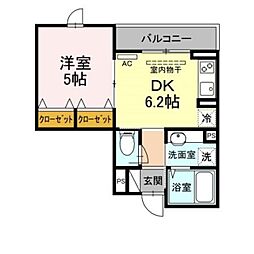 セジュール東糀谷 2階1DKの間取り