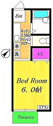 パストラル西生田 1Kの間取図画像