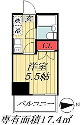 ベイステート安間 1Kの間取図画像