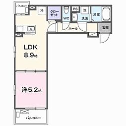 JADA House桜井 1LDKの間取図画像