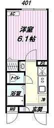 The Garlands 4階1Kの間取り