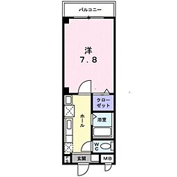 ジェルメ行伊 1Kの間取図画像