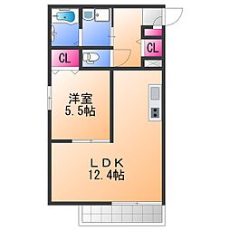 アスタナ泉大津 1LDKの間取図画像
