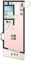 ヴォージュ石川 1階ワンルームの間取り
