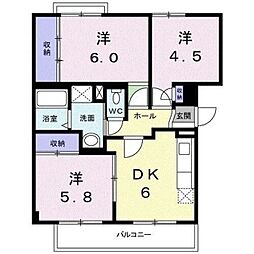 緑風館 3DKの間取図画像