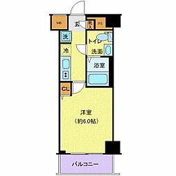 京成本線 お花茶屋駅 徒歩9分の賃貸マンション 6階1Kの間取り
