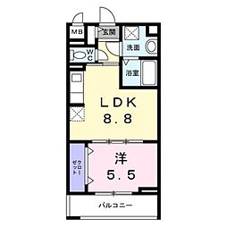 フォーリーフ クローバー 3階1LDKの間取り