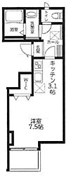 パリス上野毛 3階ワンルームの間取り