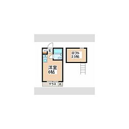 コーポシングルエイト ワンルームの間取図画像