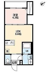 robot home 六郷土手 3階1LDKの間取り