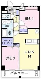 ヴァルスヴァルド 2LDKの間取図画像