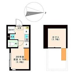 The Maris Court 練馬 2階ワンルームの間取り