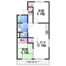 セジュール日高 1階2LDKの間取り