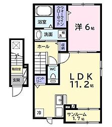 ヒカルサ市原姉ヶ崎ウエスト 2階1LDKの間取り