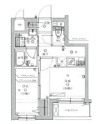 ハーモニーレジデンス池袋ウエスト 2階2Kの間取り