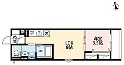 千葉市花見川区幕張町5丁目アパート 1LDKの間取図画像