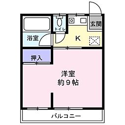 丘の上ハイツ 2Kの間取図画像