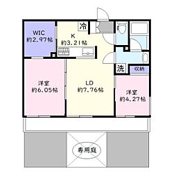 エスペランス大井 2LDKの間取図画像