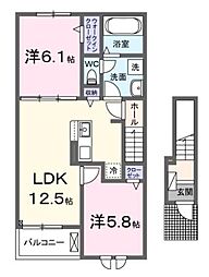 リコルディ 2階2LDKの間取り