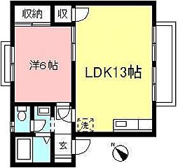 グリーンアルト 1LDKの間取図画像