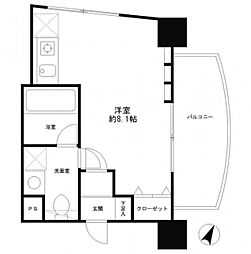 レジディア恵比寿 ワンルームの間取図画像