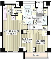 パークコート元麻布ヒルテラス 2LDKの間取図画像