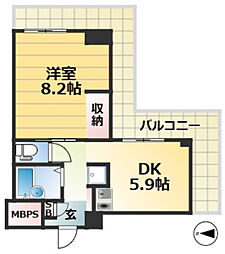 JR東海道・山陽本線 兵庫駅 徒歩4分の賃貸マンション 10階1DKの間取り