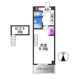 桜ケ丘晴楽館 1Kの間取図画像