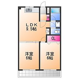 メゾン・ド・タカ 2LDKの間取図画像