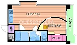 マルビシマンション西天満 5階1LDKの間取り