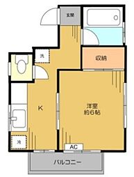 メゾン南千住II 2階1Kの間取り