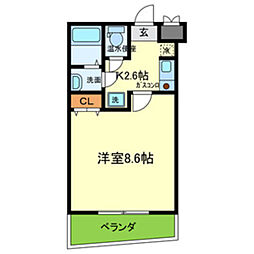 ステラマリスI 2階1Kの間取り