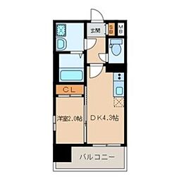 モダンパラッツォ大濠スクエア 1DKの間取図画像